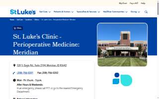St. Luke's Clinic - Perioperative Medicine: Meridian website