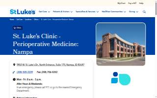 St. Luke's Clinic - Perioperative Medicine: Nampa website