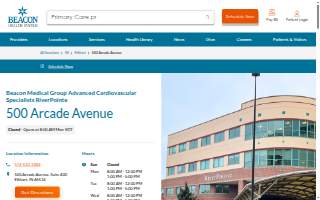 Beacon Medical Group Cardiovascular Specialists RiverPointe website