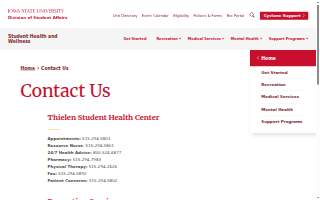Iowa State Student Health Center website
