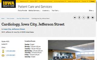 UI Health Care, Iowa City, Jefferson Street, Heart Care website