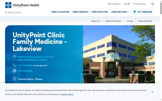 UnityPoint Clinic Family Medicine - Lakeview website