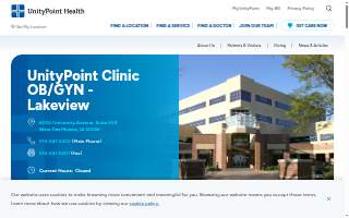 UnityPoint Clinic OB/GYN - Lakeview of West Des Moines website