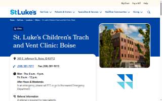 St. Luke's Children's Trach and Vent Clinic: Boise website
