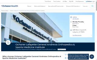 Ochsner Lafayette General Andrews Orthopedics & Sports Medicine Institute website