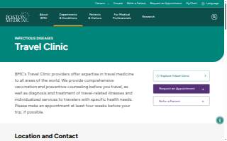 Travel Medicine at Boston Medical Center website