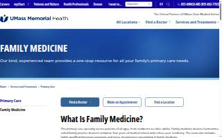 UMass Memorial Medical Center Family Medicine website