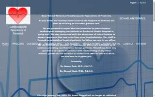 Cardiovascular Specialists of Frederick website