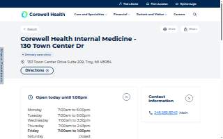 Corewell Health Internal Medicine - 130 Town Center Dr website