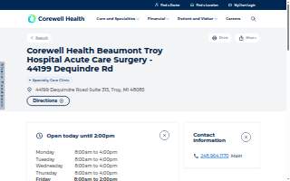 Corewell Health Beaumont Troy Hospital Acute Care Surgery - 44199 Dequindre Rd website