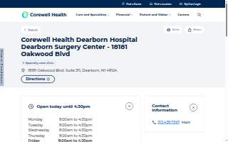 Corewell Health Dearborn Hospital Dearborn Surgery Center - 18181 Oakwood Blvd website