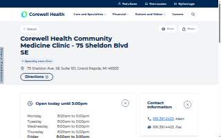 Corewell Health Community Medicine Clinic - 75 Sheldon Blvd SE website