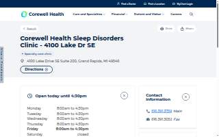 Corewell Health Grand Rapids Hospitals Sleep Disorders Clinic - 4100 Lake Dr SE website