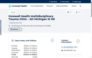 Corewell Health Multidisciplinary Trauma Clinic - 221 Michigan St NE website