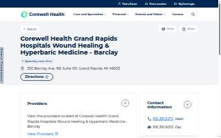 Corewell Health Grand Rapids Hospitals Wound Healing & Hyperbaric Medicine - Barclay website
