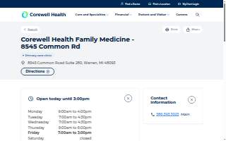 Corewell Health Family Medicine - 8545 Common Rd website