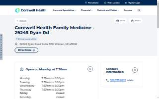 Corewell Health Family Medicine - 29245 Ryan Rd website