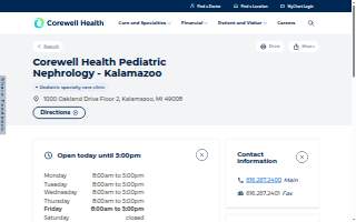 Corewell Health Pediatric Nephrology - Kalamazoo website