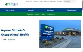 Aspirus St. Luke's Occupational Health website
