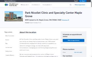 Park Nicollet Clinic and Specialty Center Maple Grove website