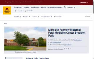 M Health Fairview Maternal Fetal Medicine Center Brooklyn Park website