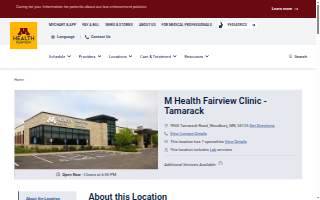 M Health Fairview Clinic - Tamarack website