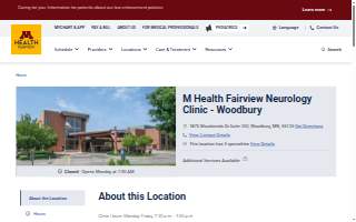 M Health Fairview Neurology Clinic - Woodbury website