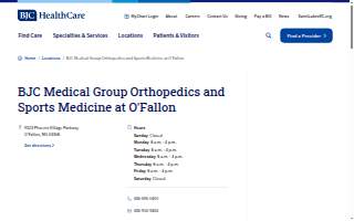 BJC Medical Group Orthopedics and Sports Medicine at O'Fallon website