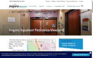 Inspira Inpatient Pediatrics Vineland website