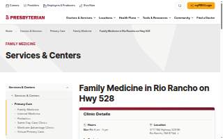 Presbyterian Family Medicine in Rio Rancho on Hwy 528 website