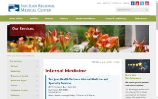 San Juan Health Partners Internal Medicine and Specialty Services website