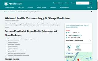 Atrium Health Pulmonology & Sleep Medicine website