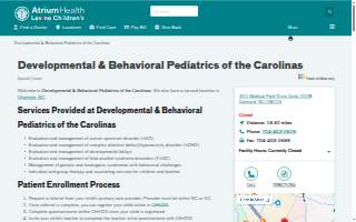 Atrium Health Developmental & Behavioral Pediatrics of the Carolinas website