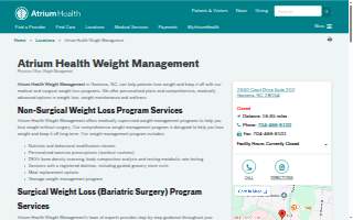 Atrium Health Weight Management of Gastonia website