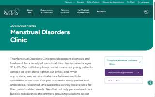 Pediatrics - Menstrual Disorders Clinic at Boston Medical Center website