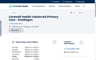 Corewell Health Advanced Primary Care - Muskegon website