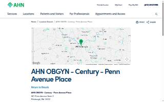 AHN OBGYN - Century - Penn Avenue Place website