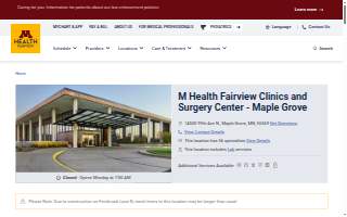 M Health Fairview Rehabilitation Services Sports and Physical Therapy - Maple Grove website