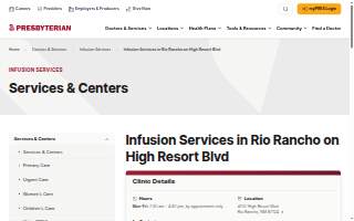Presbyterian Infusion Services in Rio Rancho on High Resort Blvd website