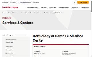 Presbyterian Santa Fe Medical’ Center Physician office building Cardiology website
