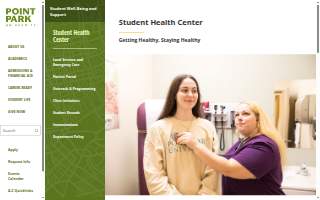 Point Park University Student Health website
