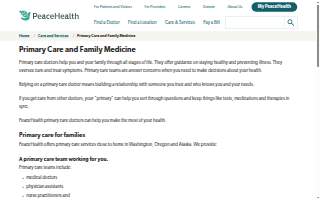 Peacehealth Medical Grp Family Prctce website