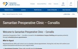 Samaritan Preoperative Clinic - Corvallis website