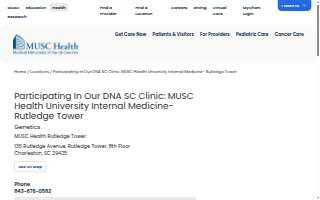 Participating In Our DNA SC Clinic: MUSC Health University Internal Medicine- Rutledge Tower website