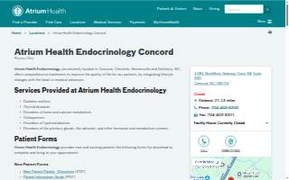 Atrium Health Endocrinology website