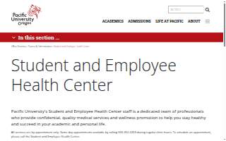 Pacific University Student Health Center - Hillsboro website