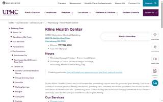 Kline Family Practice Center website