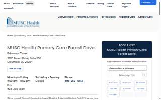 MUSC Health Primary Care Forest Drive website