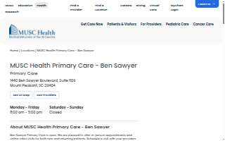 MUSC Health Primary Care - Ben Sawyer website