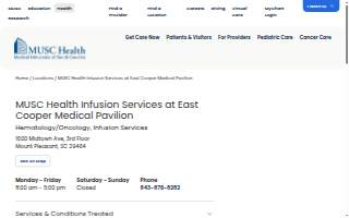 MUSC Health Infusion Services at East Cooper Medical Pavilion website